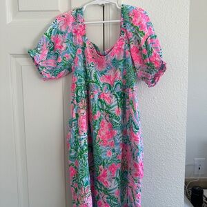 Lilly Pulitzer Vibrant Girls Pink and Blue Dress KIDS